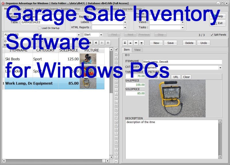 Garage Sale Inventory Software for Windows PCs title